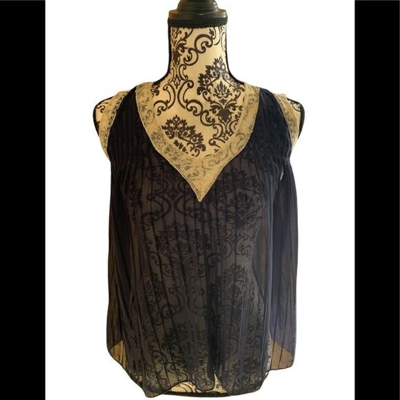 Zara navy silk sheer tank Size S - Picture 5 of 9